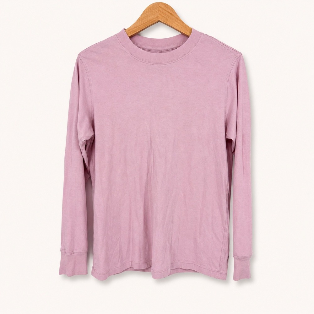 Lululemon Womens 6* All Yours Long Sleeve‎ Shirt Pink Crew Neck Pastel Organic